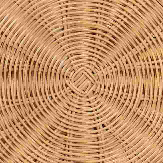 close-up of the circular woven pattern on the tabletop