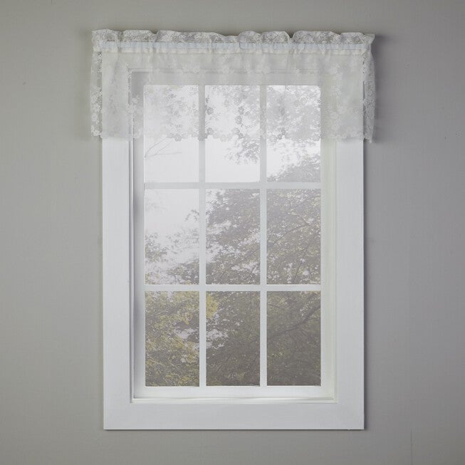 Petite Fleur Window Valance Curtain, IVORY, hi-res image number 0