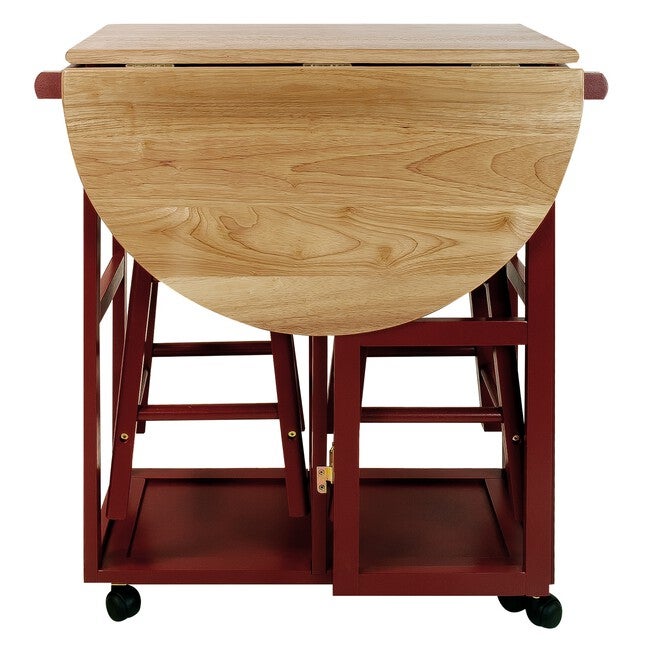 Breakfast Cart with Drop-Leaf Table-Red, , alternate image number 2