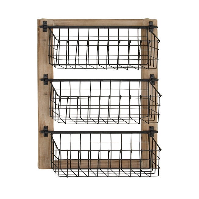 Black Metal Farmhouse Magazine Rack Holder Magazine Rack Holder, BLACK, hi-res image number null