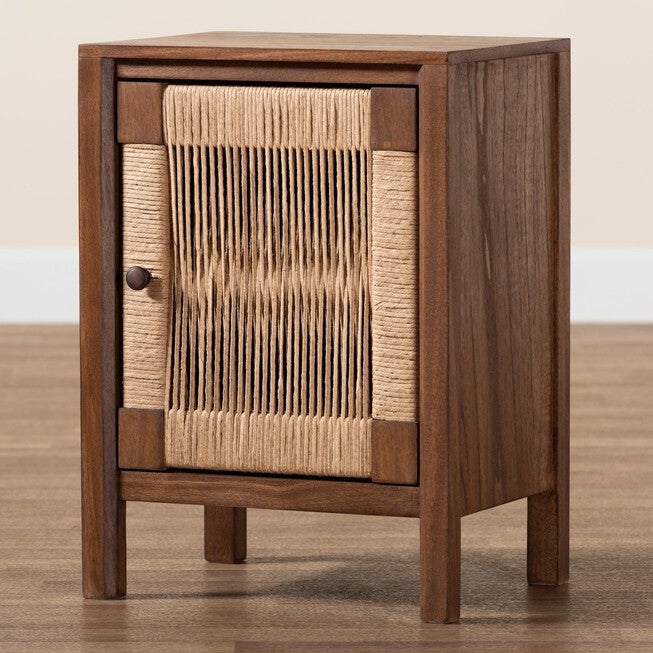 Holitz Modern Bohemian Walnut Brown Finished Bayur Wood Nightstand, , alternate image number 14