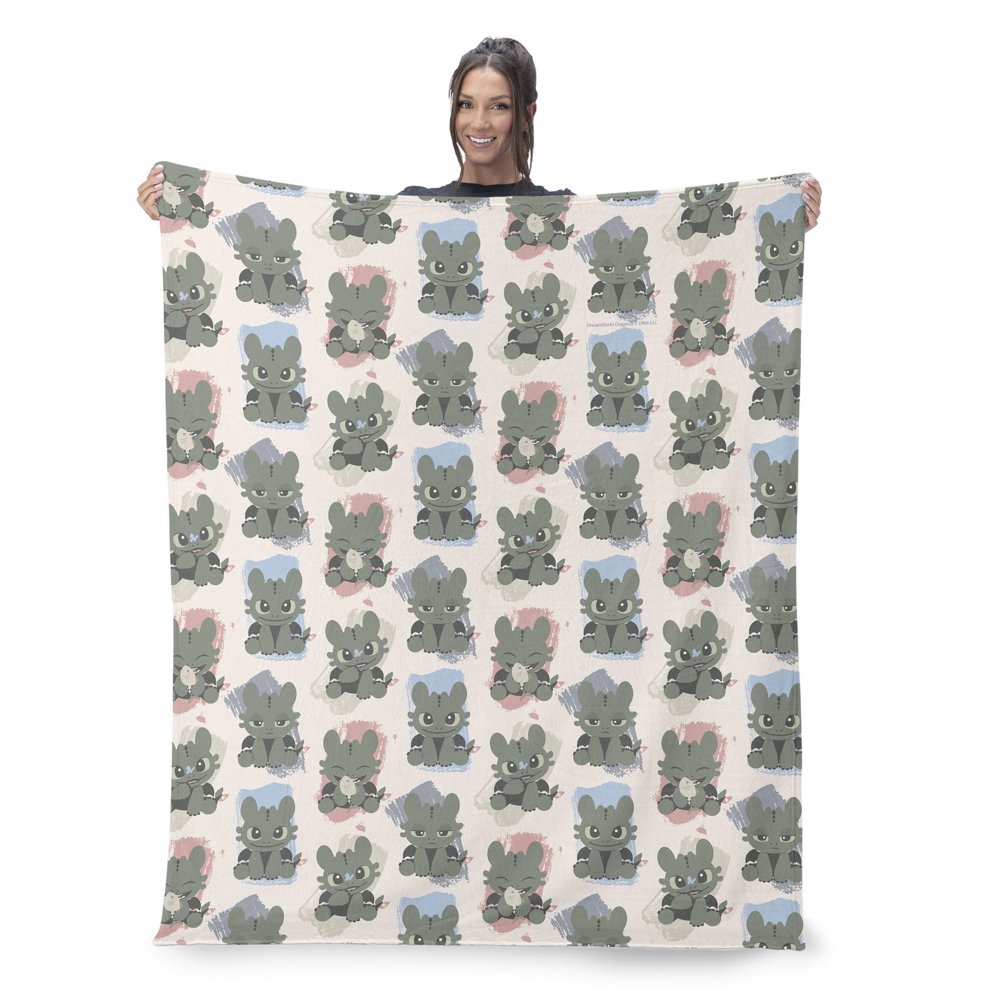 How to Train Your Dragon Many Emotions Silk Touch Sherpa Throw Blanket 50x60 inches, BLACK, on-hover image number 1