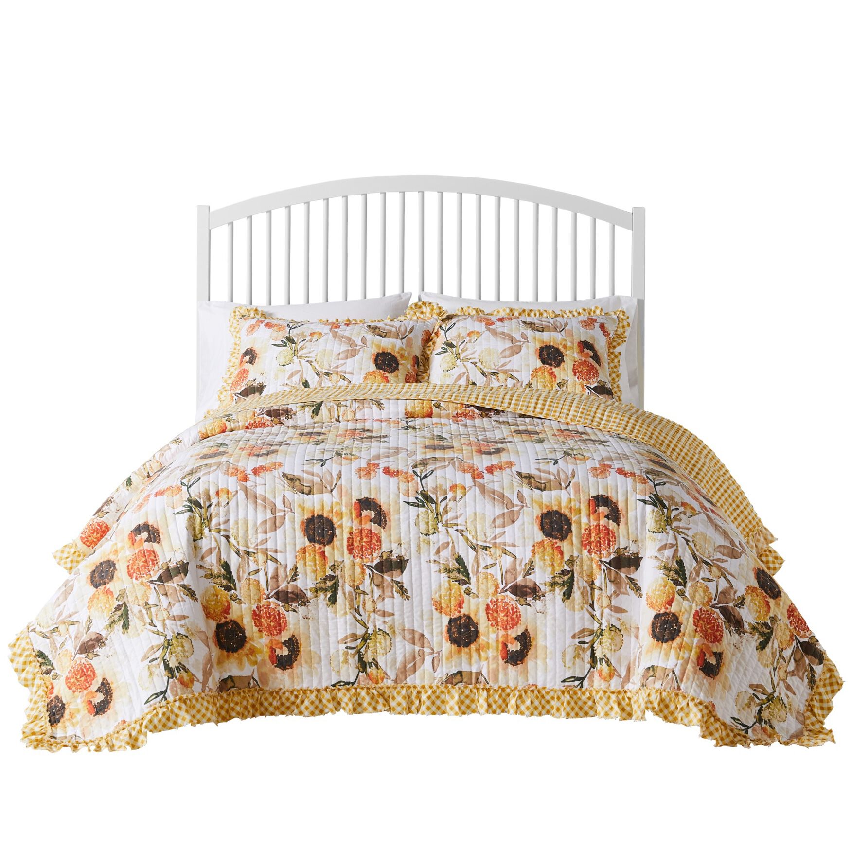 Somerset Ruffled Gingham Quilt And Pillow Sham Set, , alternate image number 5