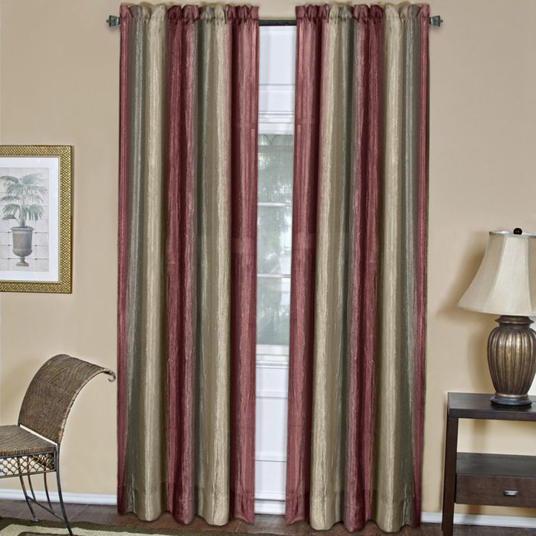 Ombre Window Curtain Panel, BURGUNDY, hi-res image number 0