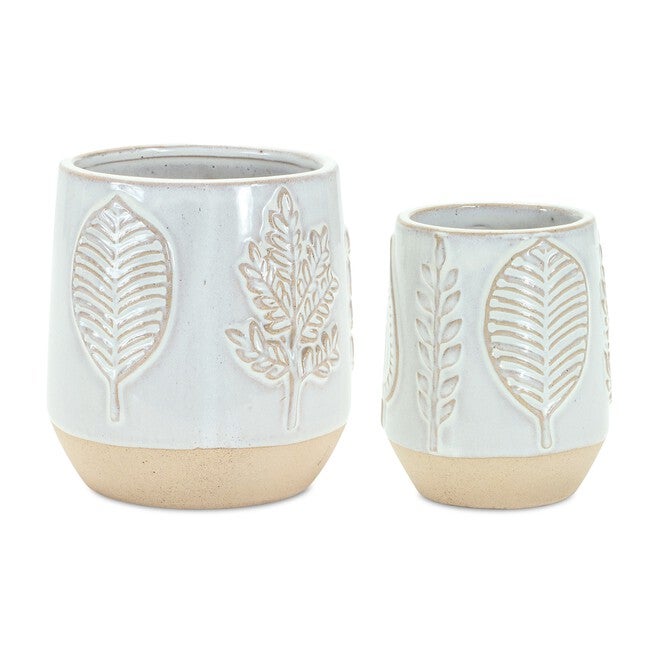 Container (Set of 2) 4.75 inchesD x 4.25 inchesH, 5.5 inchesD x 5 inchesH Porcelain, BEIGE/GREY, alternate image number null