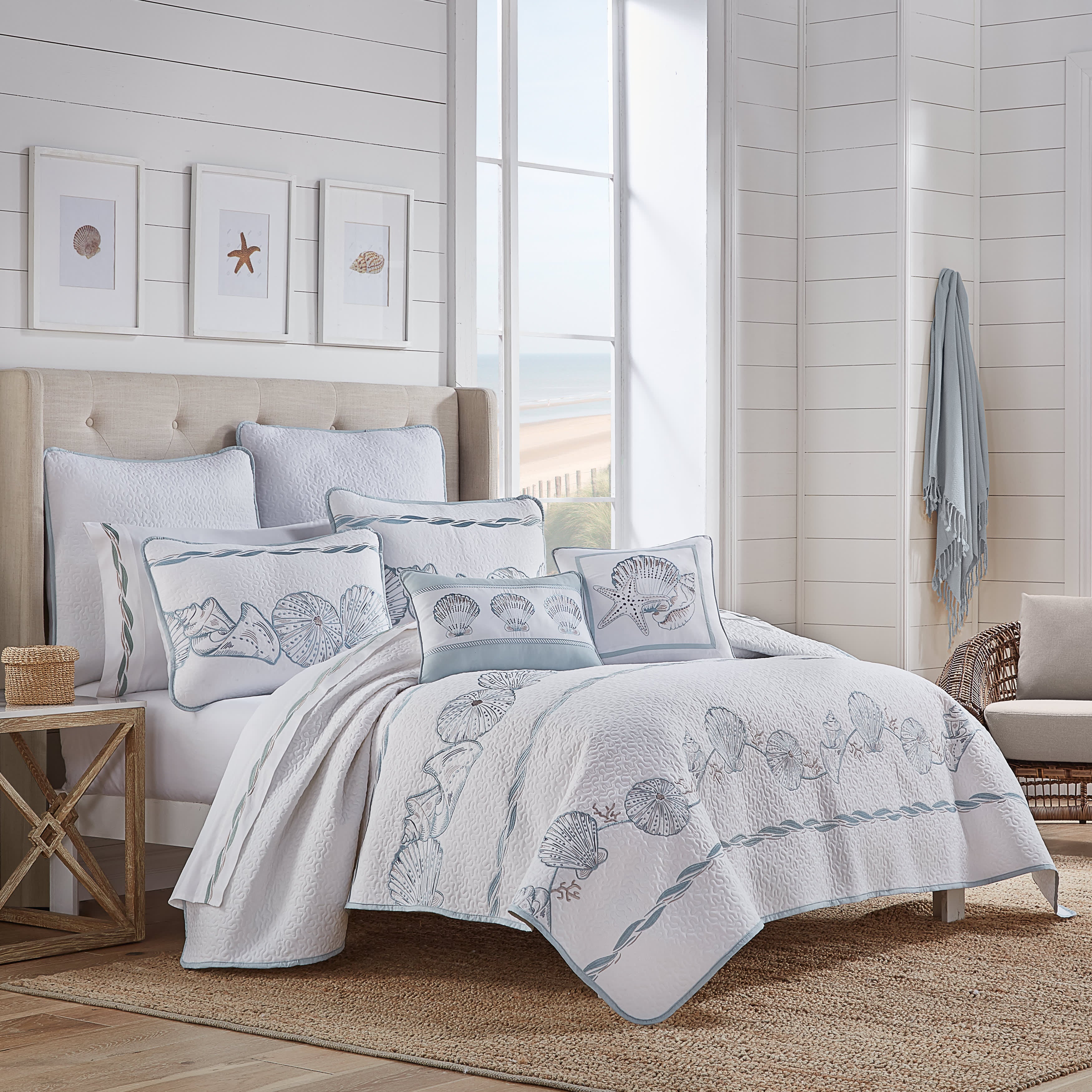 Water Front 3 Piece Quilt Set, BLUE, hi-res image number 0