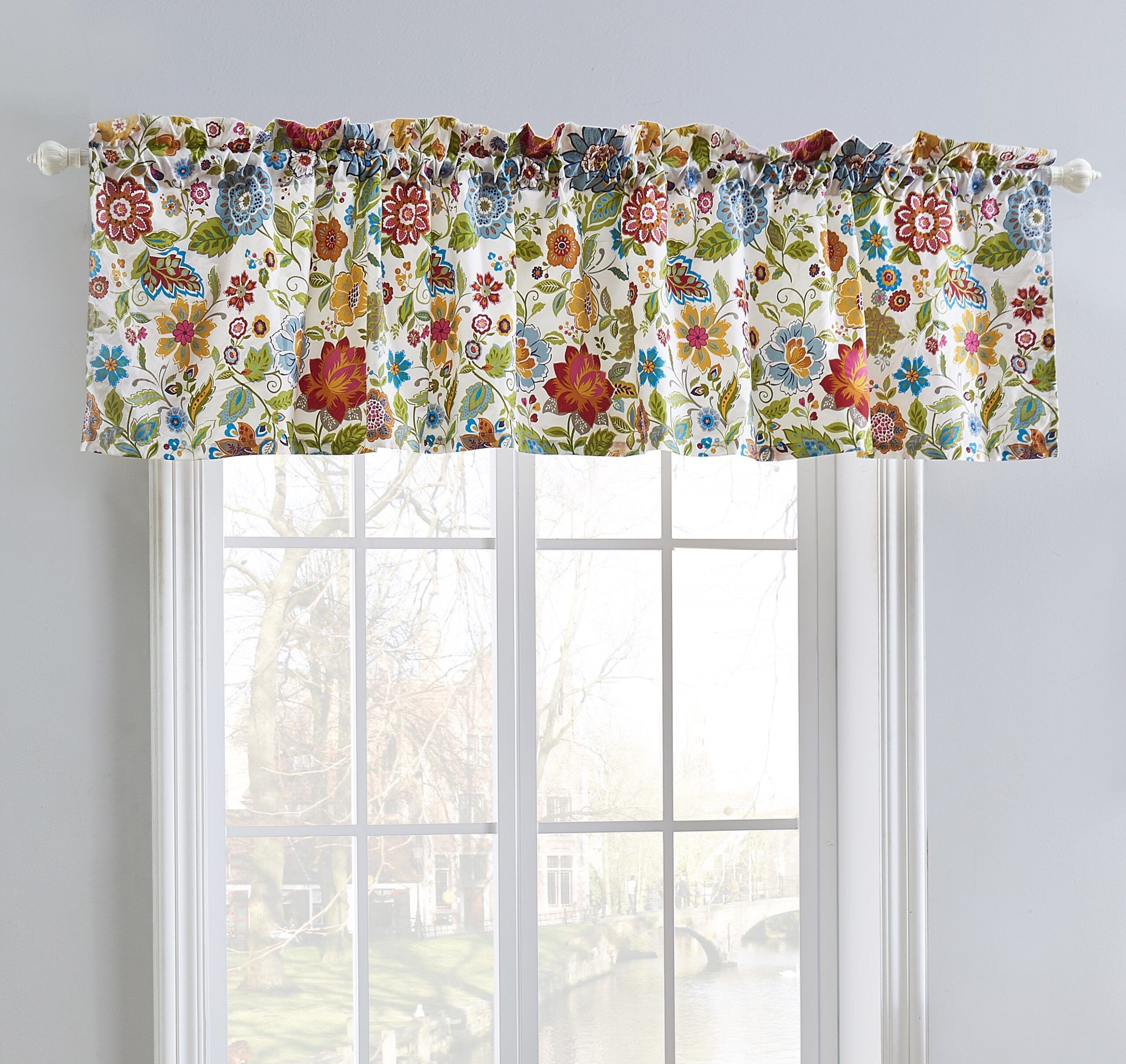 Astoria Window Treatment Valance Curtains, WHITE, alternate image number 1