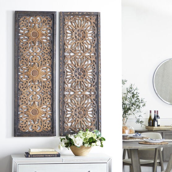 Set Of 2 Brown Wood Traditional Wall Décor, , alternate image number null