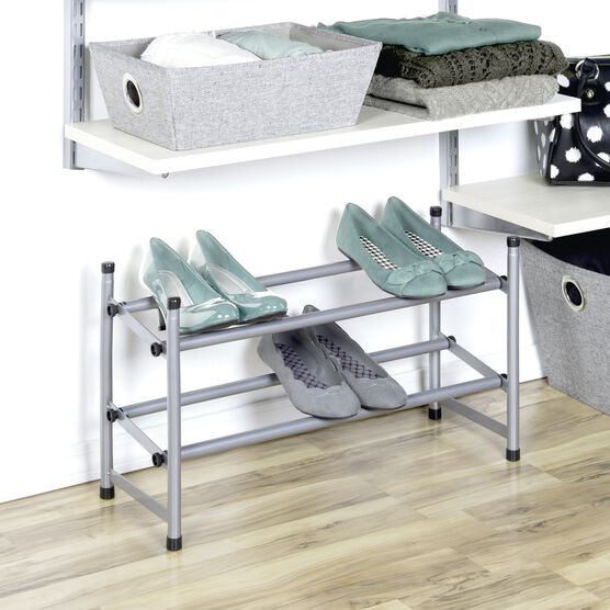 Stackable Telescoping Shoe Rack, Silver, , alternate image number null