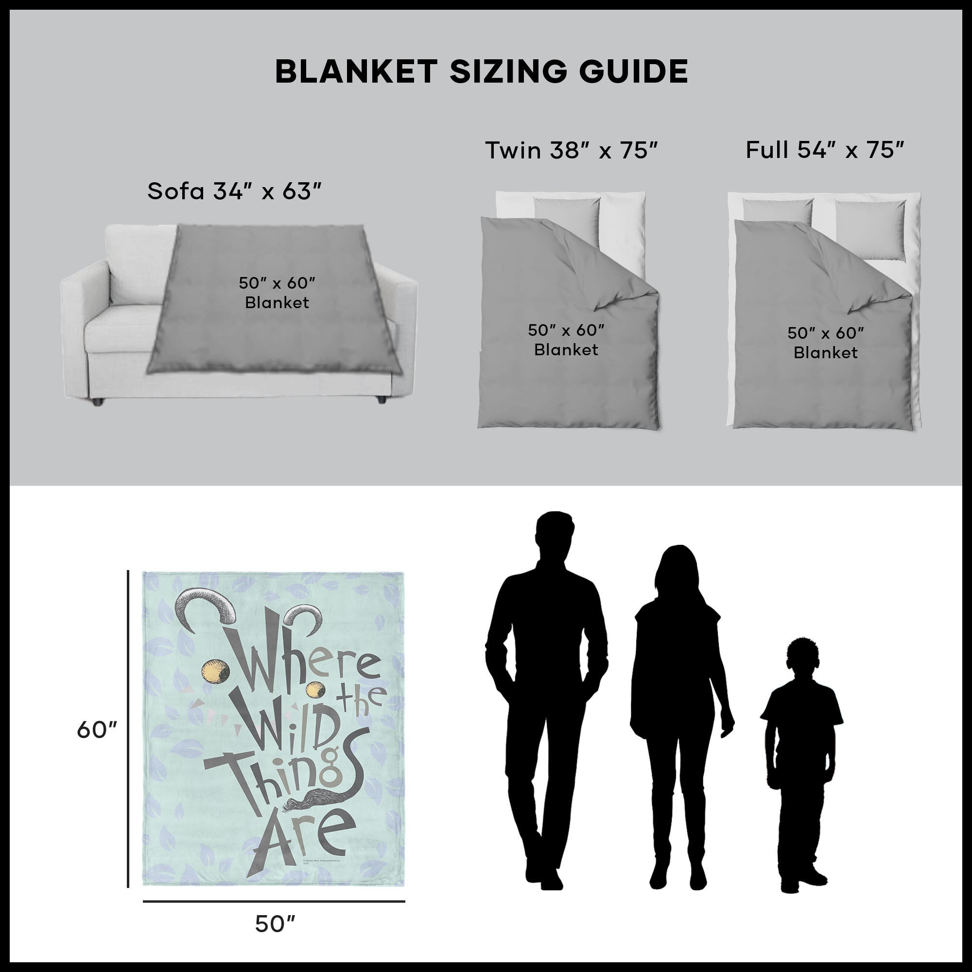 Warner Bros. Where the Wild Things Are In the Leaves Silk Touch Throw Blanket 50x60 Inches, BLUE, alternate image number 5