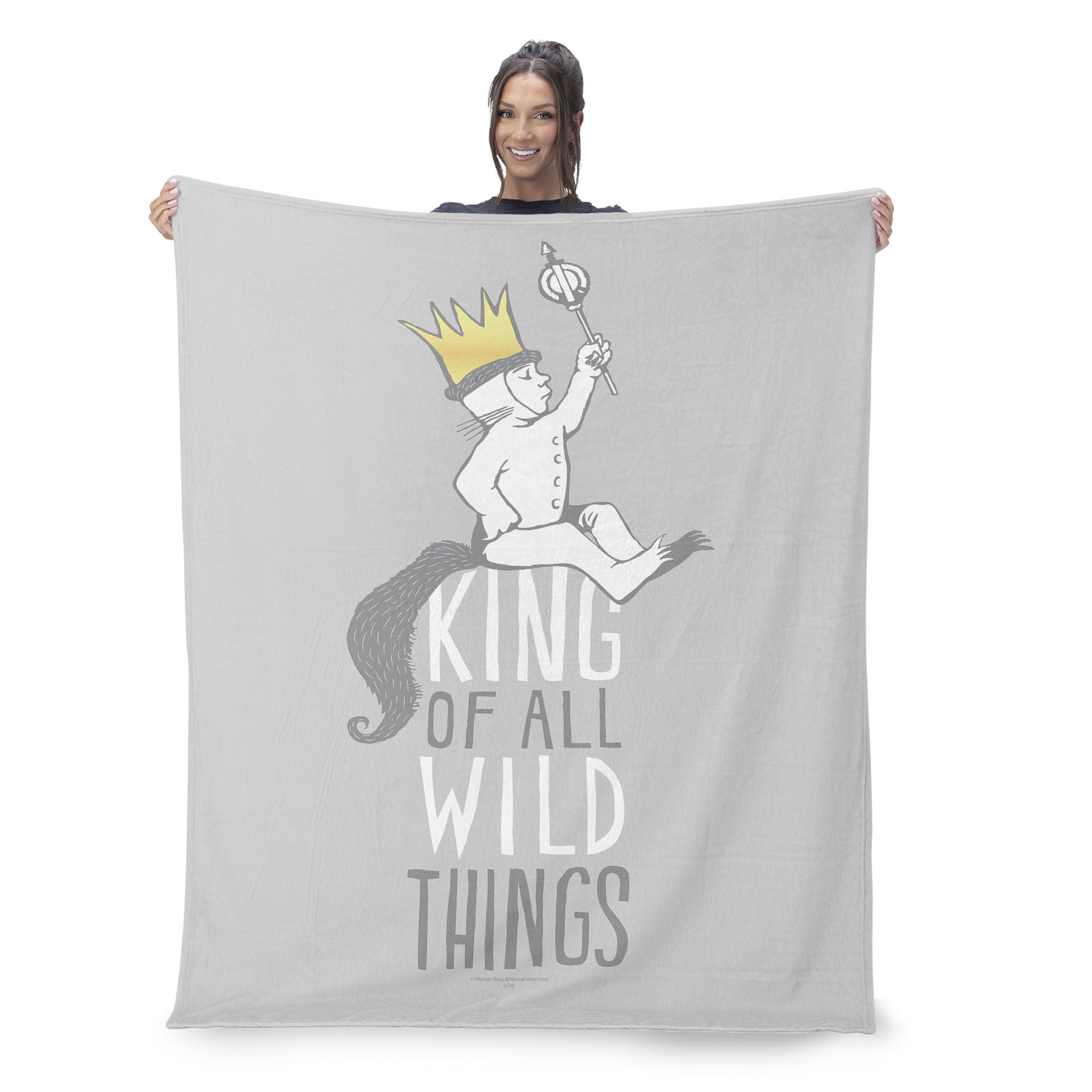Warner Bros. Where the Wild Things Are King of All Silk Touch Sherpa Throw Blanket 50x60 Inches, GRAY, on-hover image number 1