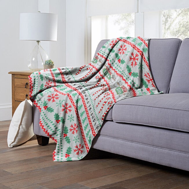 Wb Friends Candy Cane Coffee Silk Touch Throw Blanket, , alternate image number null