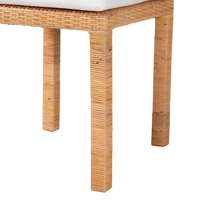 Zariah Modern Bohemian Natural Brown Rattan And Mahogany Wood 2-Piece Dining Chair Set, , alternate image number null