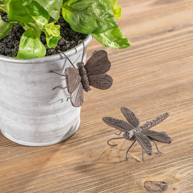 Dragonfly and Butterfly Insect Pot Sitter (Set of 12), BROWN, alternate image number null