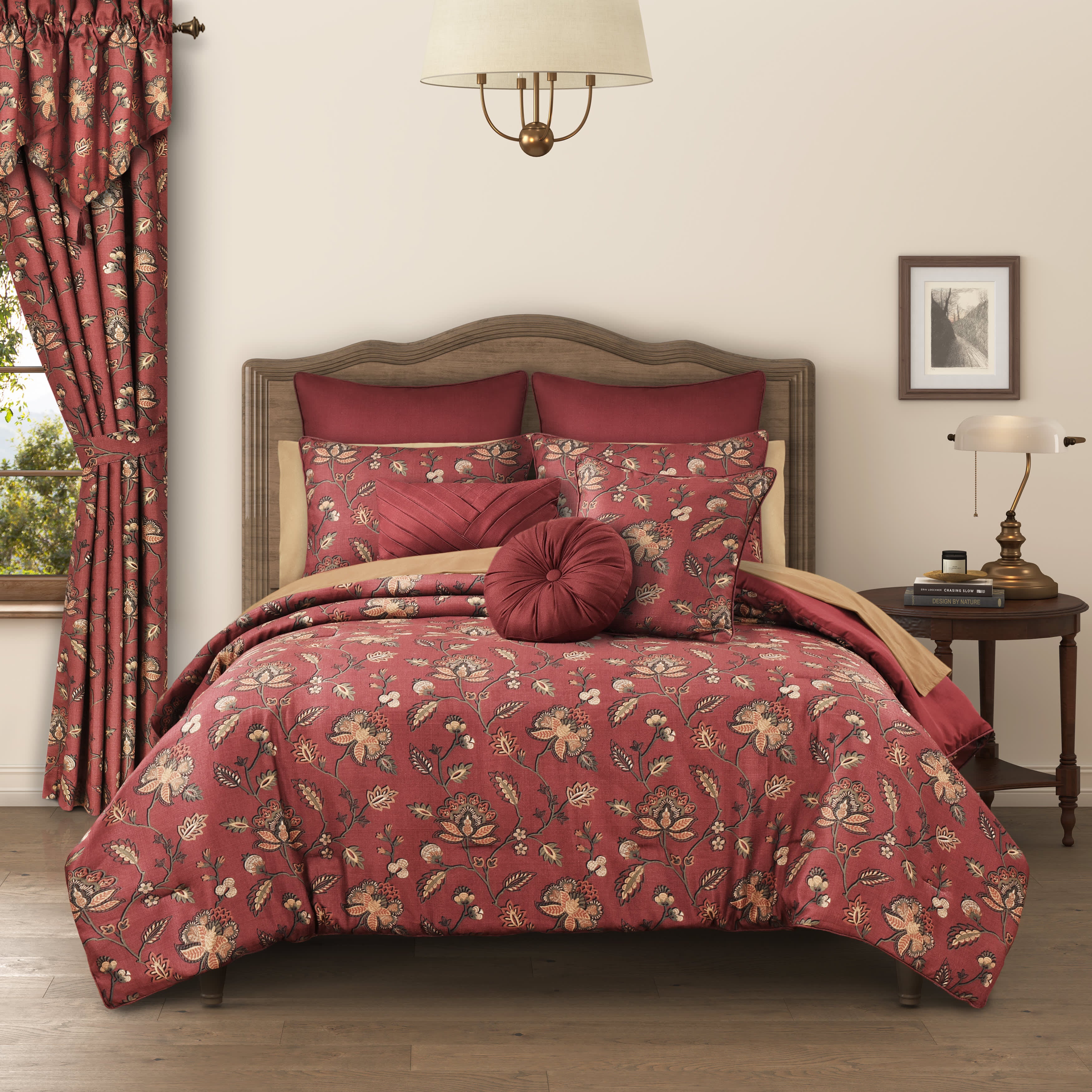Bari 3 Piece Comforter Set, RED, hi-res image number 0