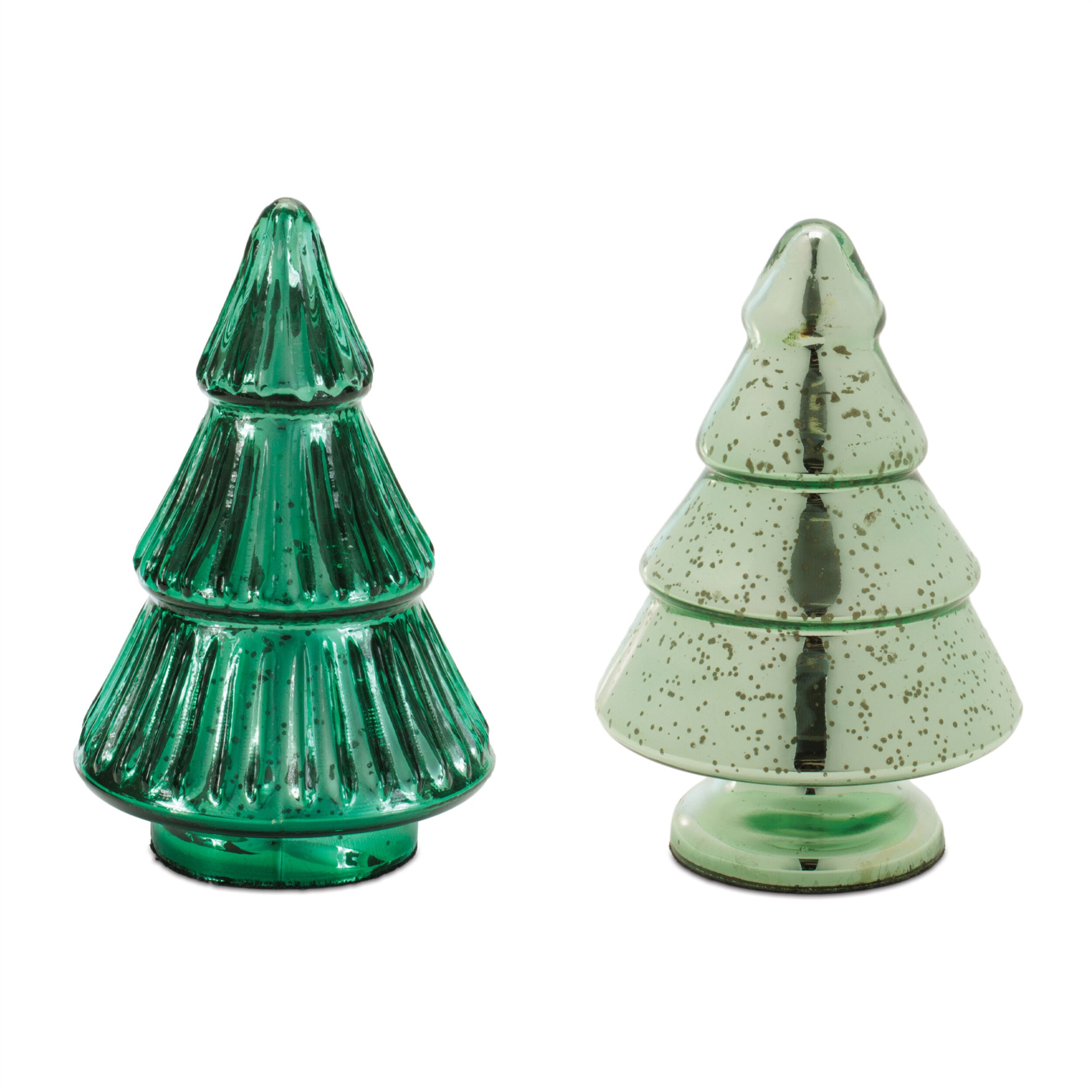 Mercury Glass Christmas Tree (Set of 2), GREEN, hi-res image number 0