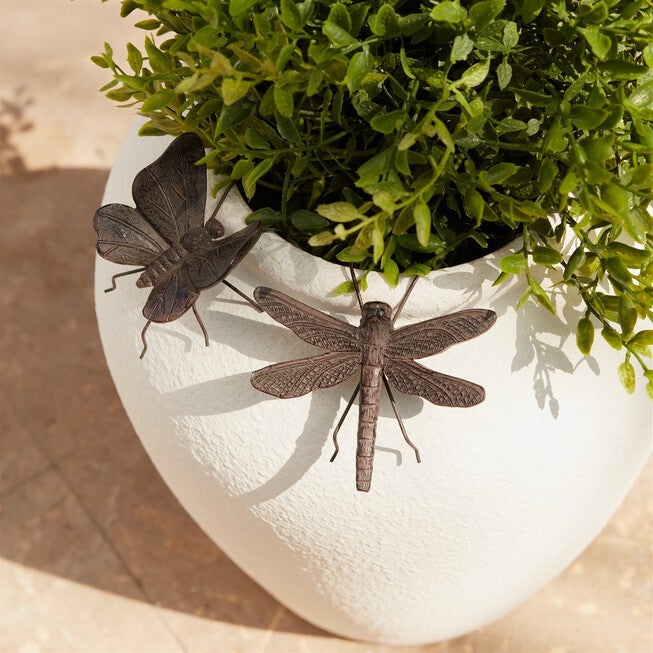 Dragonfly and Butterfly Insect Pot Sitter (Set of 12), BROWN, alternate image number null