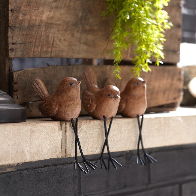 Etched Bird Shelf Sitter (Set of 6), BROWN/BLACK, alternate image number null