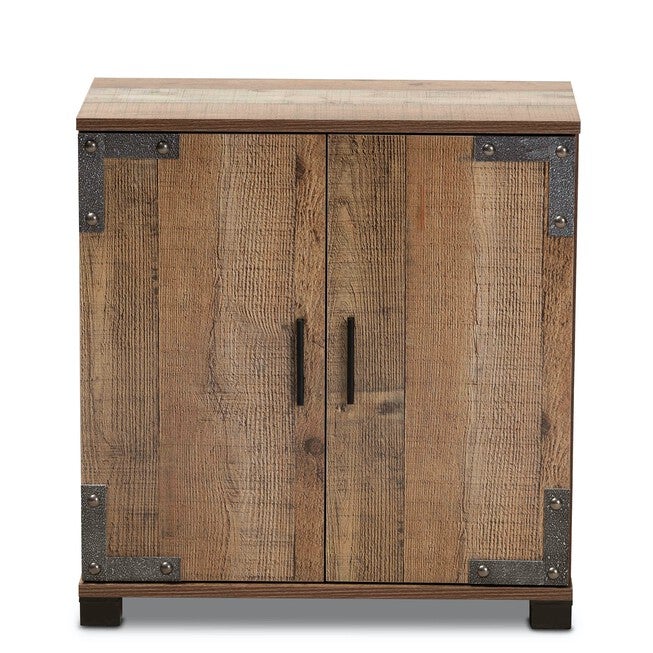Cyrille Farmhouse Rustic Wood 2-Door Shoe Cabinet Furniture, , alternate image number null