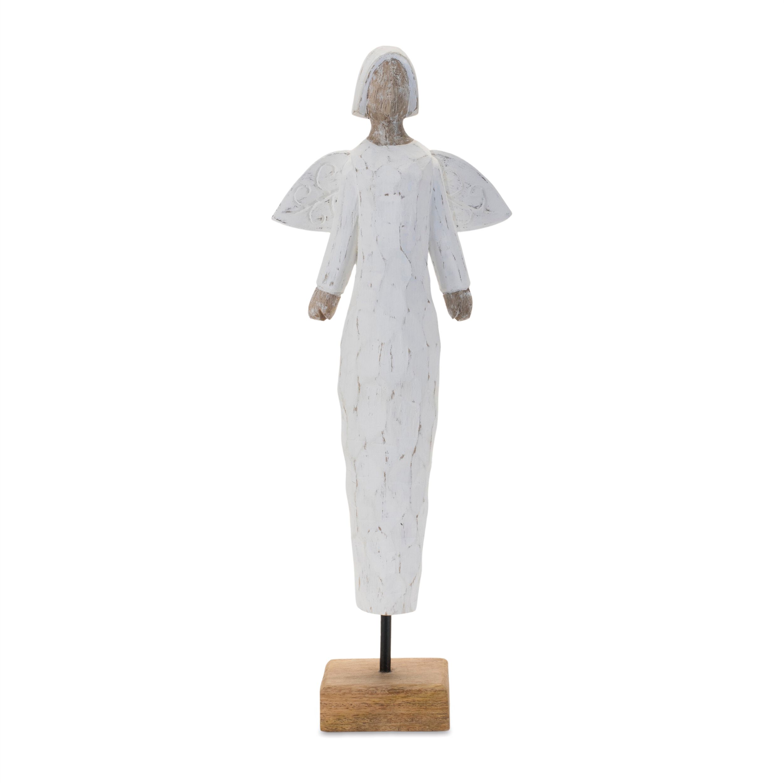 Mango Wood Angel Sculpture 18.5INH, WHITE BROWN, hi-res image number 0