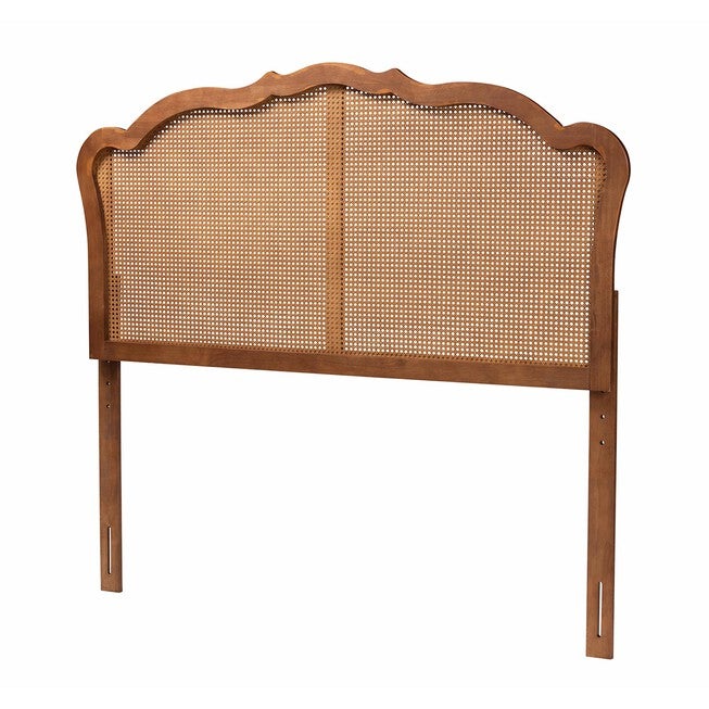 Leandra Classic And Traditional Ash Walnut Finished Wood Queen Size Headboard With Rattan, ASH WALNUT, hi-res image number null