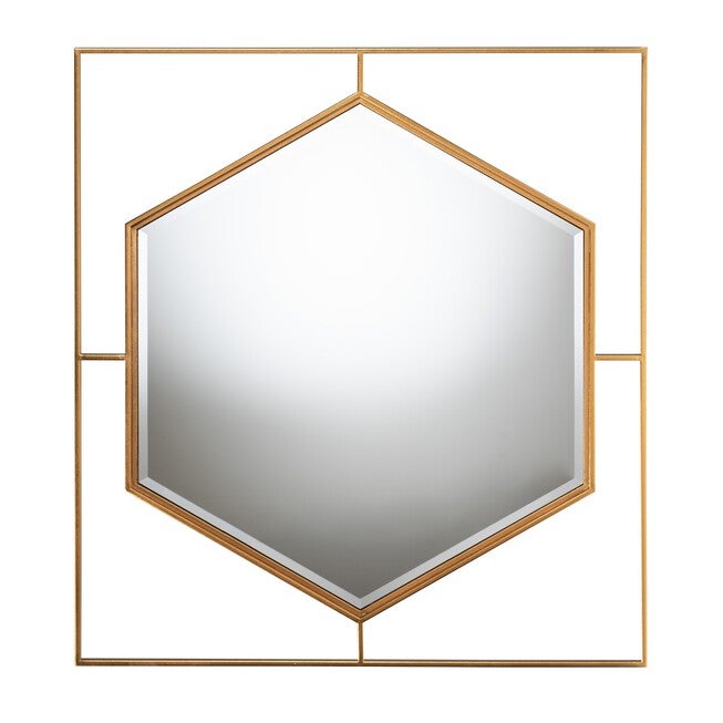 Gates Modern Glam And Luxe Antique Goldleaf Metal Accent Wall Mirror, , on-hover image number null