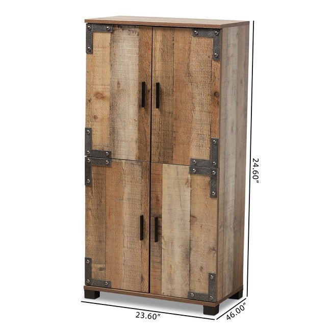 Cyrille Farmhouse Rustic Finished Wood 4-Door Shoe Cabinet Furniture, , alternate image number 8