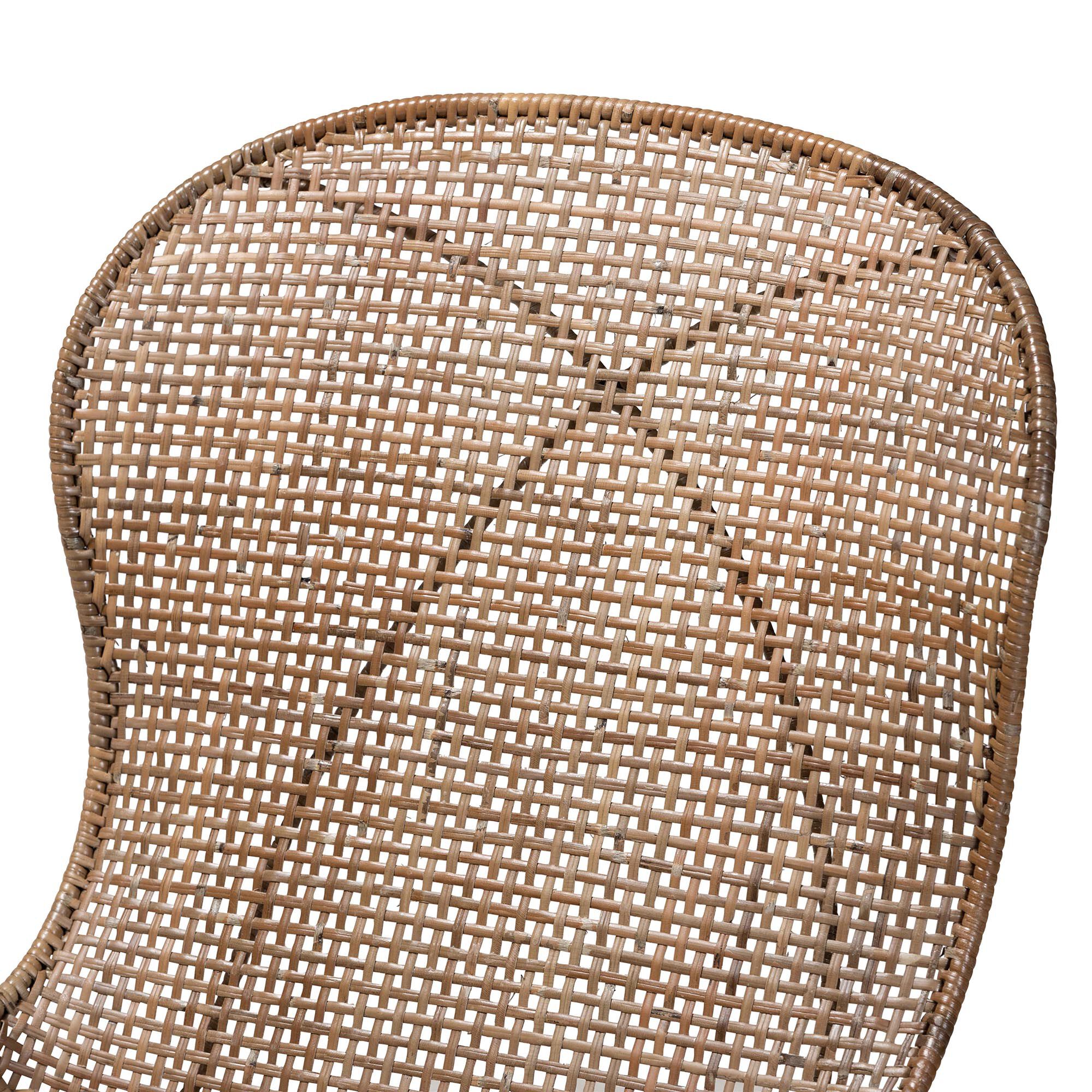 Sabelle Japandi Greywashed Rattan and Black Metal 2-Piece Dining Chair Set, BLACK, alternate image number 5