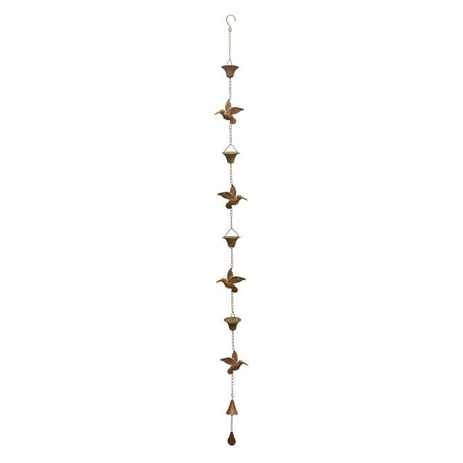 Iron Hummingbird Rain Chain 61.5 inchesH, COPPER, hi-res image number null