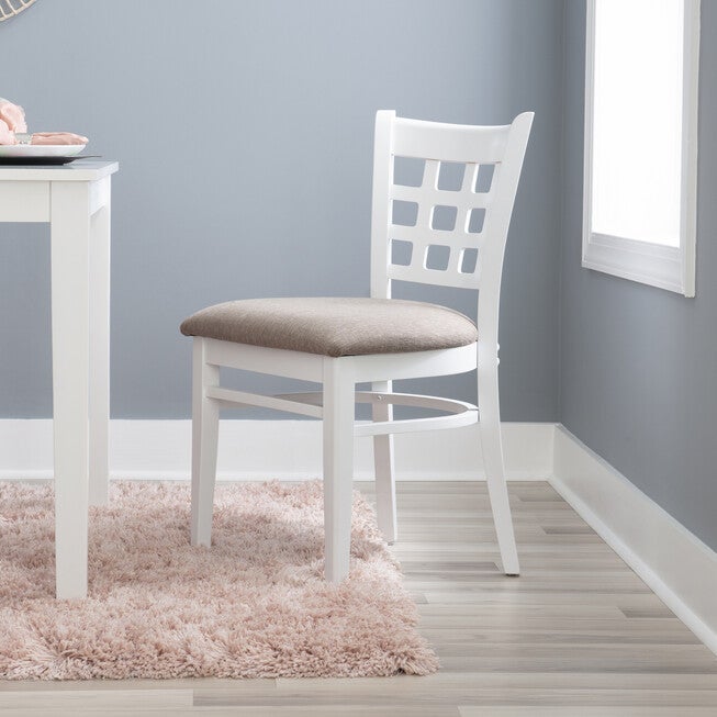 Lola Side Chair White Upholstered Set of 2, , alternate image number 7