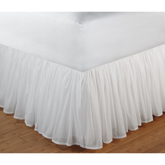 Cotton Voile Bed Skirt 15 inches, WHITE, hi-res image number null