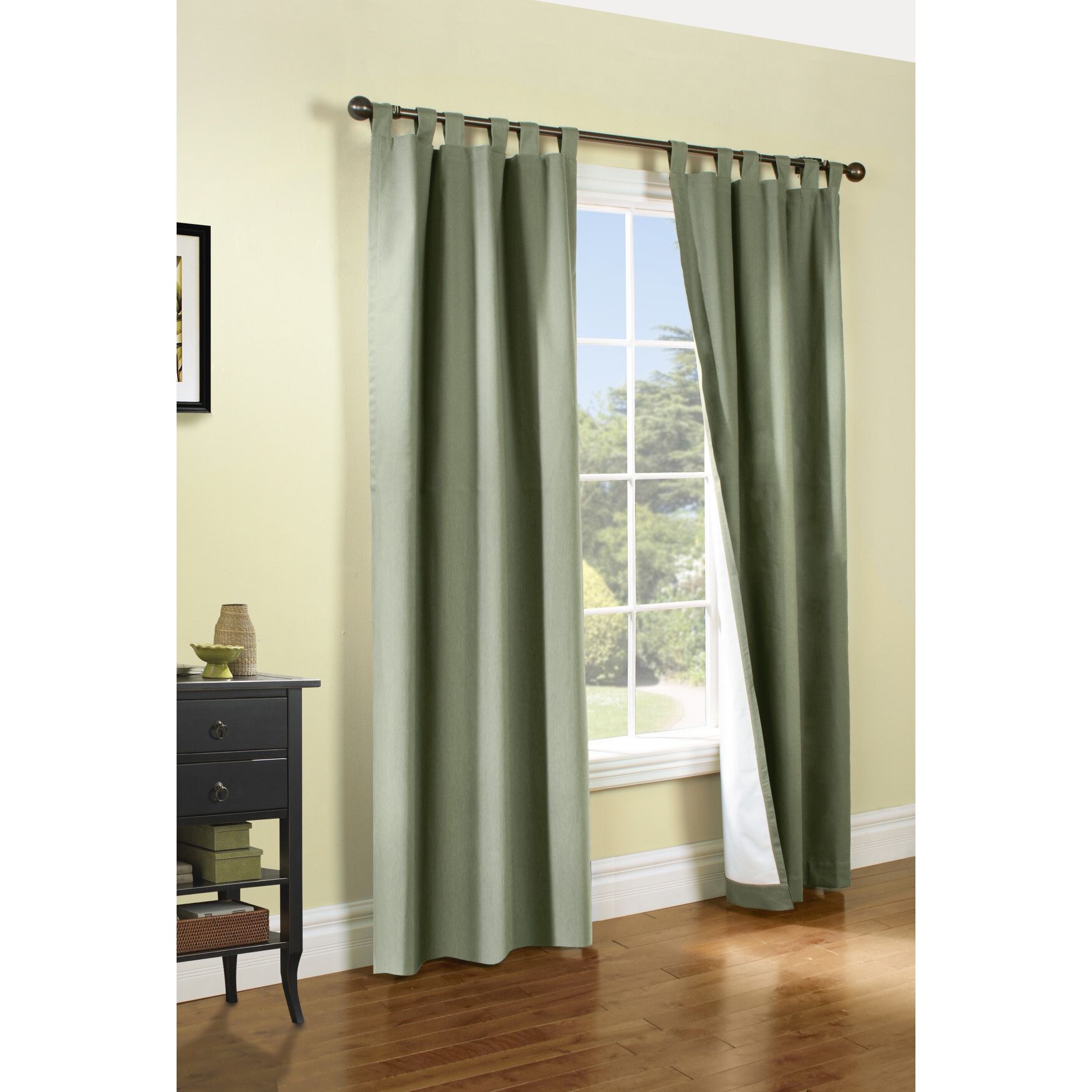 Weathermate Room Darkening Tab Top Curtain Panel Pair, SAGE, hi-res image number 0