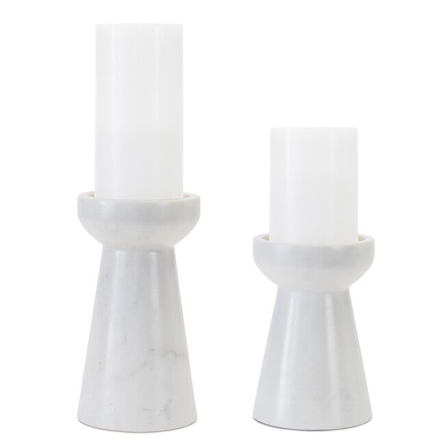 Modern Marble Candle Holder (Set of 2), WHITE/GREY, hi-res image number null