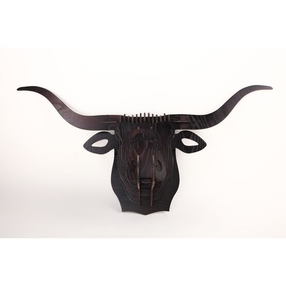 3D Faux Longhorn Head Sculpture, ESPRESSO, hi-res image number null