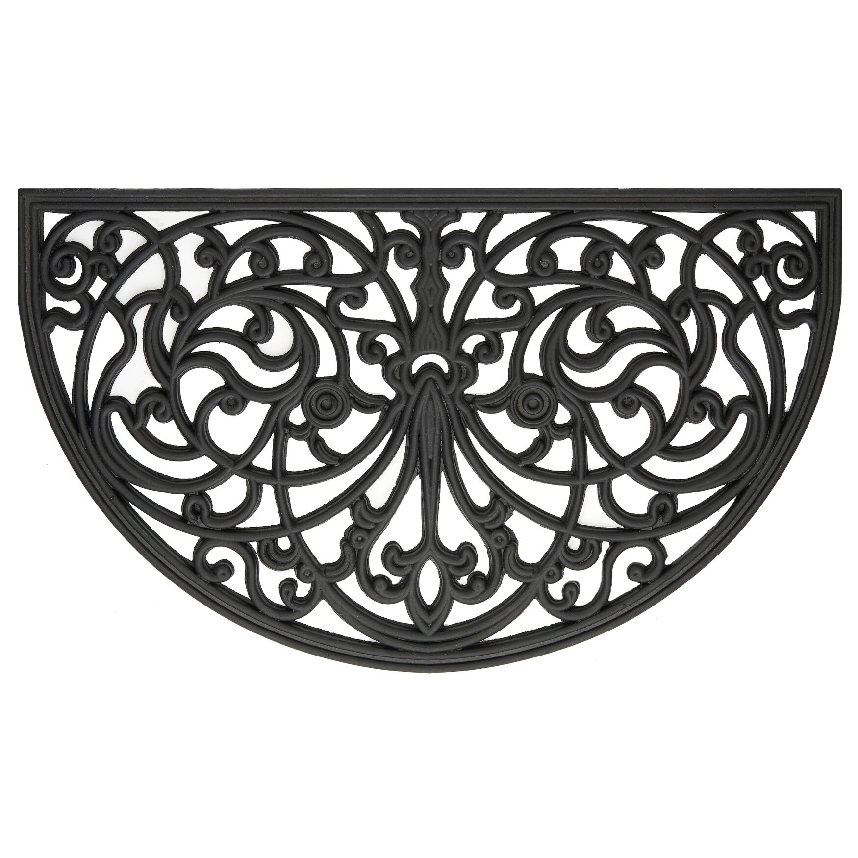 Wrought Iron Rubber Mat 18 inches x 30 inches, BLACK SWIRL, hi-res image number 0
