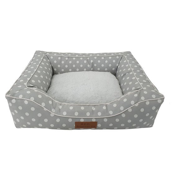 Dots Printing poly-cotton bolster with detachable faux fur cushion Medium Size, , on-hover image number null