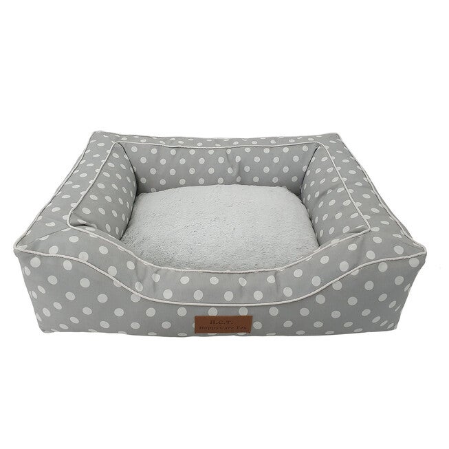 Dots Printing poly-cotton bolster with detachable faux fur cushion Medium Size, , on-hover image number 1