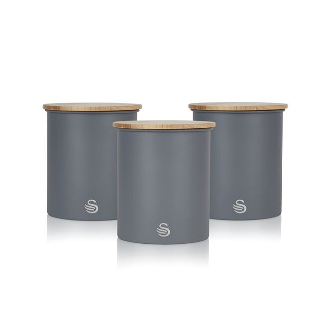 Nordic Set Of 3 Cannisters - Grey, , alternate image number 3