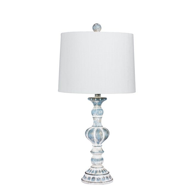 26.5 inches Cottage Antique Blue Resin Table Lamp, , on-hover image number 1