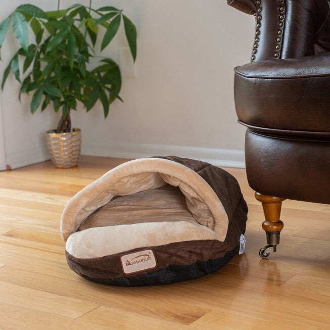 Slipper Shape Cat Dog Bed Mocha/Beige, , on-hover image number 1