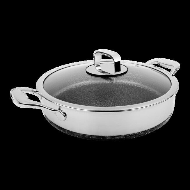 LIVWELL DiamondClad™ 5 Quart Hybrid Nonstick Stainless Steel Saute Pan and Lid, Dishwasher Safe, PFOA-free – Silver/Black, SILVER, hi-res image number null