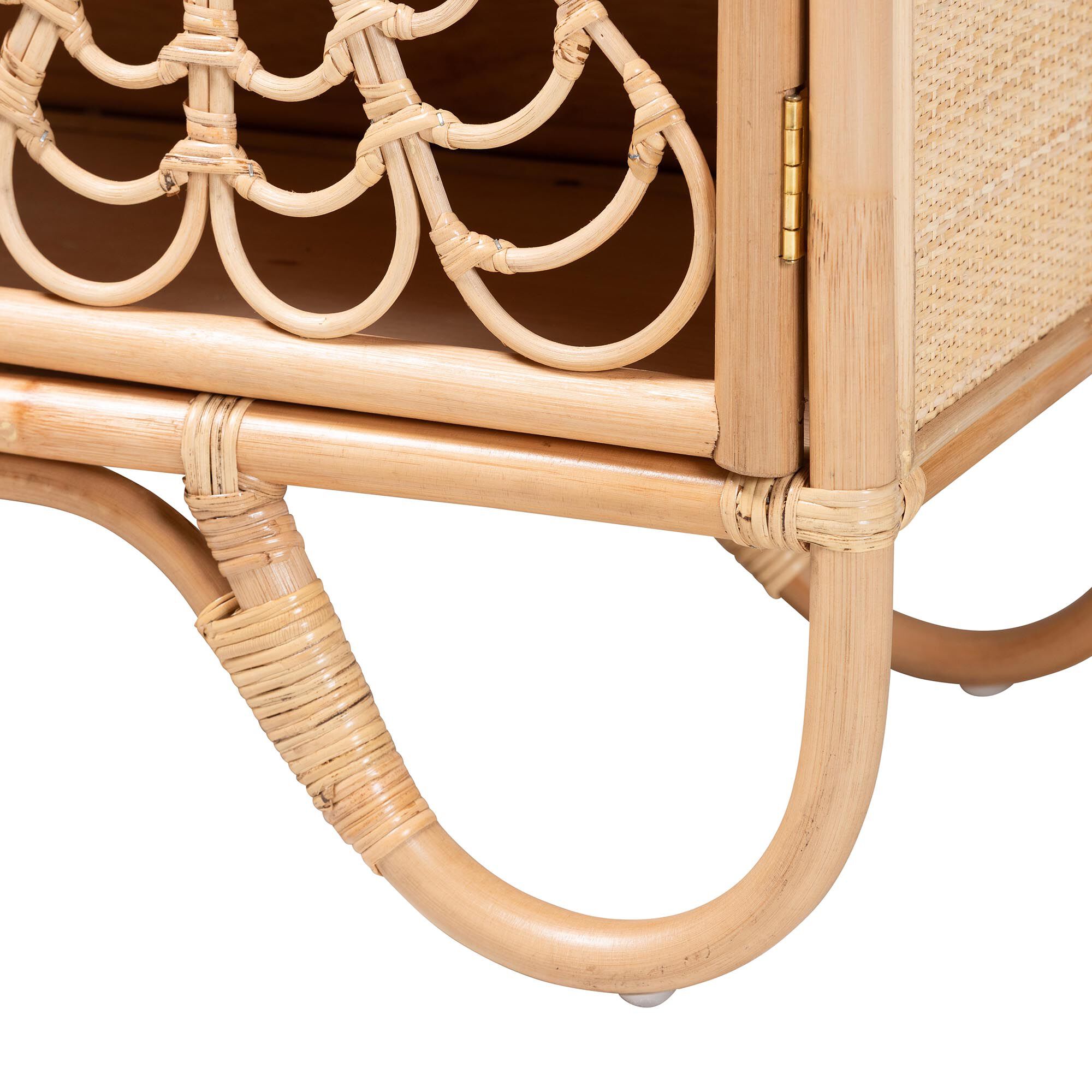 Acelin Natural Rattan Storage Cabinet - Handcrafted Boho Accent Console with Floral Woven Doors, NATURAL, alternate image number 5