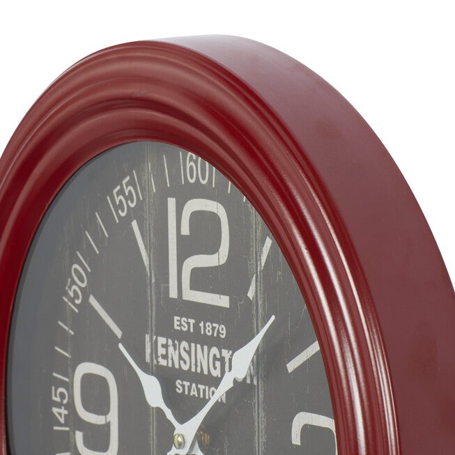 Round Red Wood Kensington Station Wall Clock, , alternate image number 3