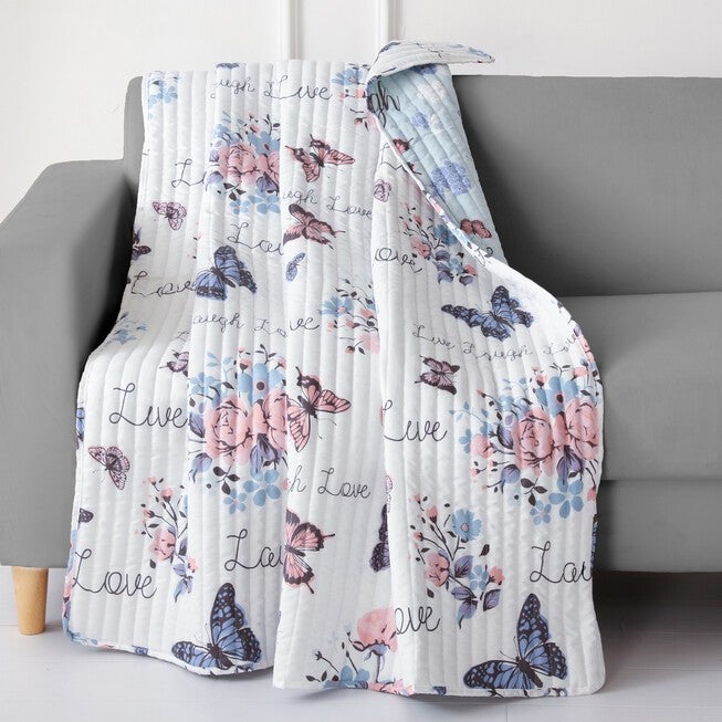 Garden Joy Quilted Throw Blanket, WHITE, hi-res image number null