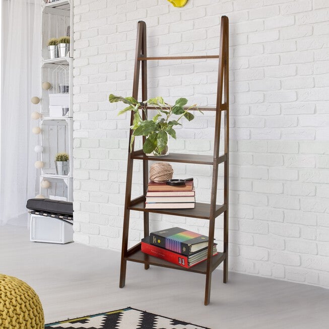 5-Shelf Ladder Bookcase-Warm Brown, , alternate image number 6