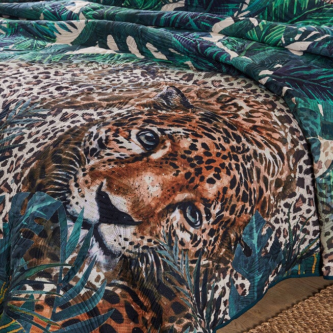 Jungle Cat Teal Quilt Set, , alternate image number null