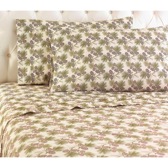 Micro FlannelĀ® Pinecone Print Sheet Set, FLANNEL, hi-res image number null