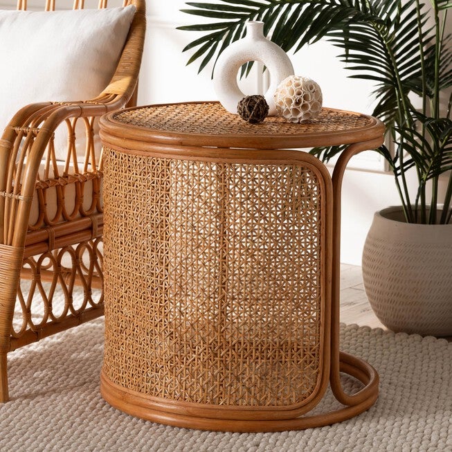 Eldon Bohemian Honey Rattan Large End Table, LIGHT, alternate image number 6