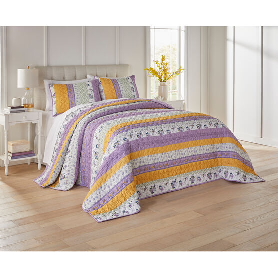 Claudine Floral Printed Bedspread, PURPLE YELLOW FLORAL, hi-res image number null