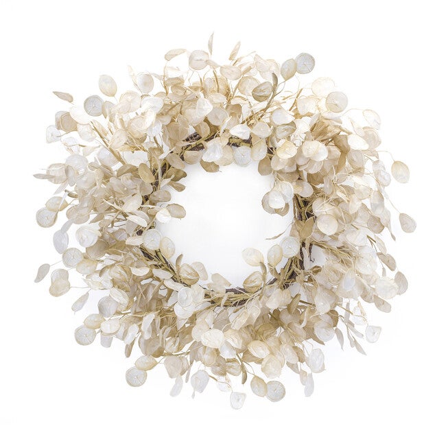 Silver Dollar Eucalyptus Wreath 33 inchesD, BEIGE, hi-res image number null